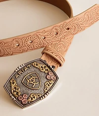 Floral Embossed Leather Belt