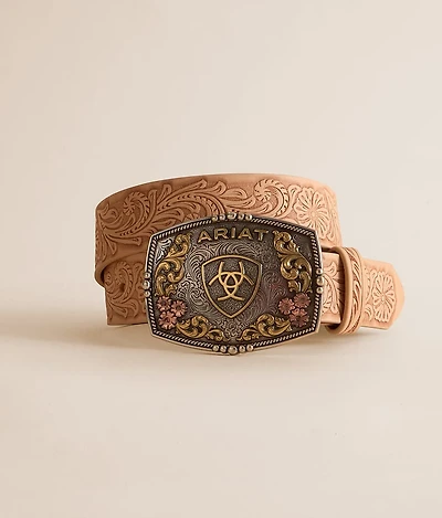 Floral Embossed Leather Belt