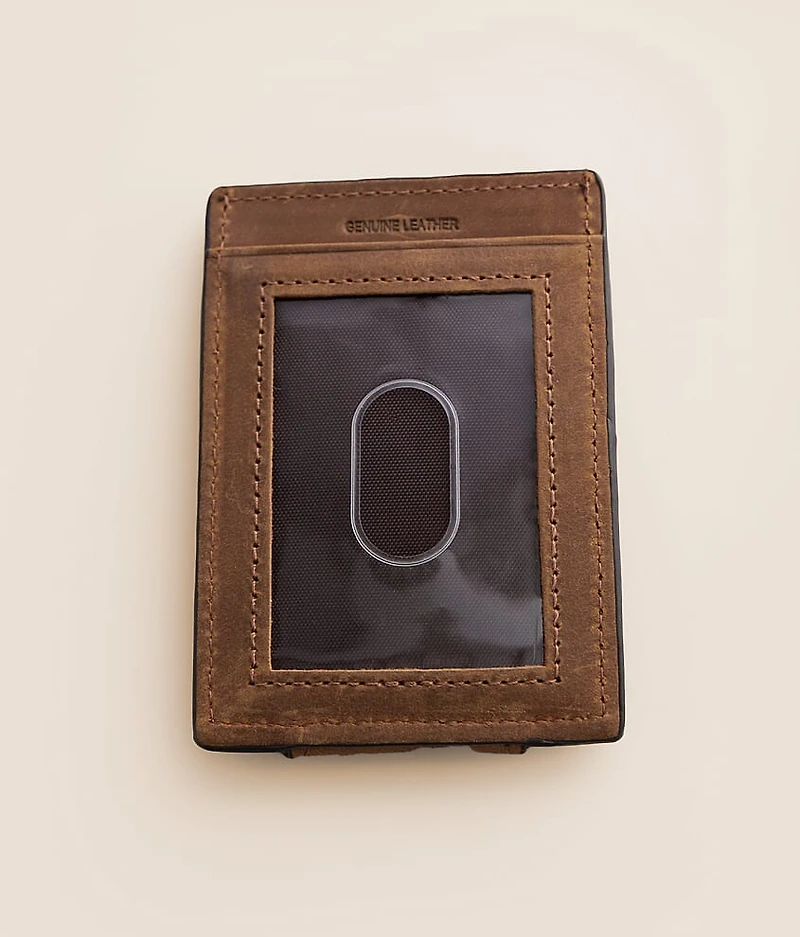 Magnetic Leather Money Clip Wallet