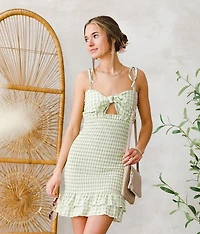 Plaid Smocked Mini Dress
