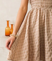 Plaid Back Lace-Up Dress