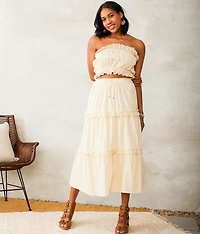 Swiss Dot Tiered Maxi Skirt