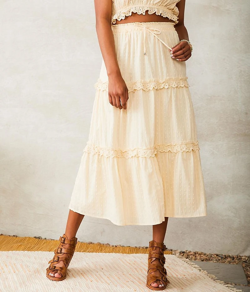 Swiss Dot Tiered Maxi Skirt