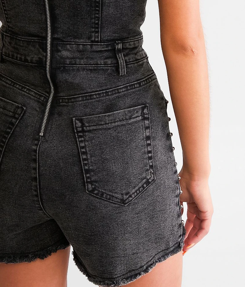 Studded Denim Romper
