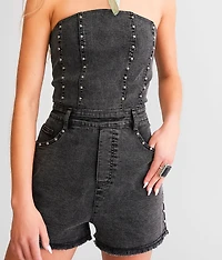 Studded Denim Romper
