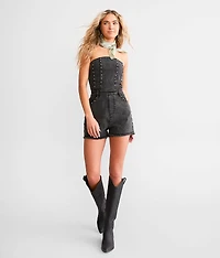 Studded Denim Romper