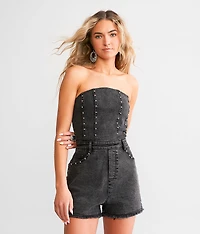 Studded Denim Romper