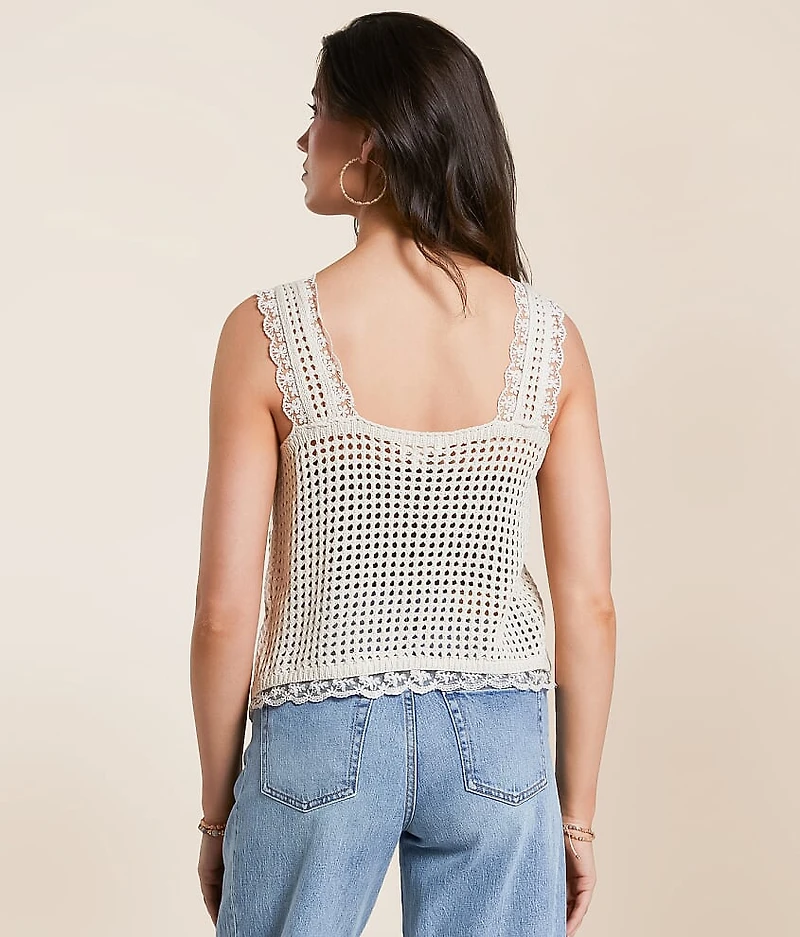 Crochet Front Tie Sweater Vest