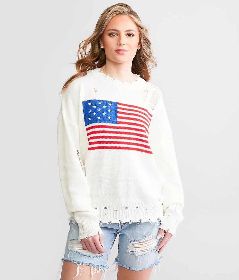Distressed Flag Sweater