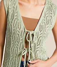 Front Tie Cardigan Sweater Vest