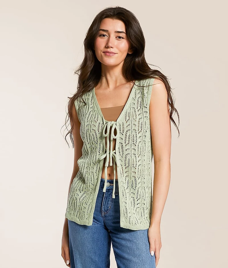 Front Tie Cardigan Sweater Vest
