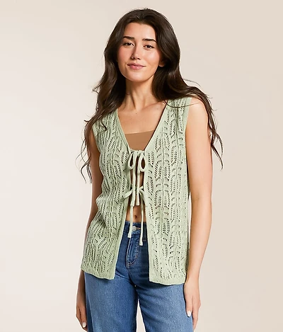 Front Tie Cardigan Sweater Vest
