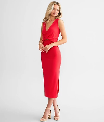 Twisted Surplice Midi Dress