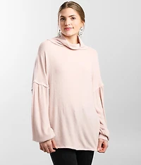 Brushed Knit Ribbed Turtleneck Top