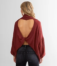 Brushed Knit Ribbed Turtleneck Top