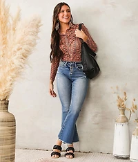 Retro Ruched Mesh Blouse