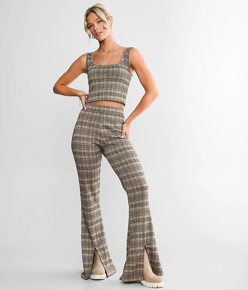 Plaid Split Flare Pant