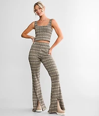 Plaid Split Flare Pant