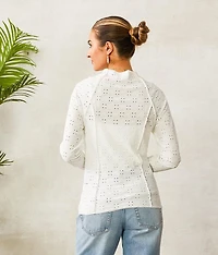 Floral Fitted Eyelet Top