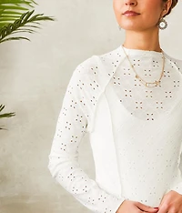 Floral Fitted Eyelet Top