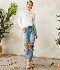 Floral Fitted Eyelet Top