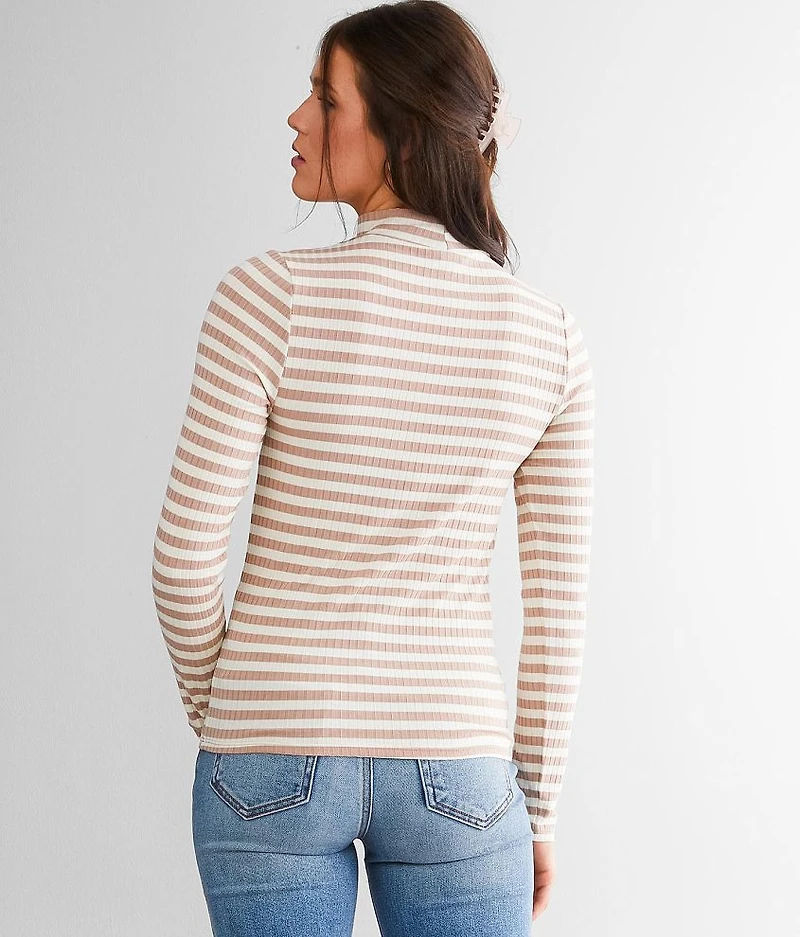 Striped Mock Neck Top