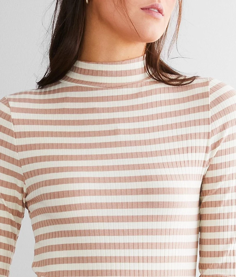 Striped Mock Neck Top