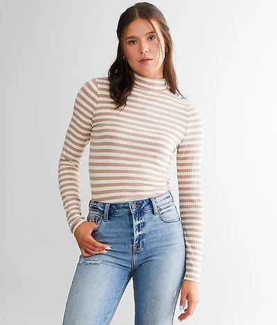 Striped Mock Neck Top