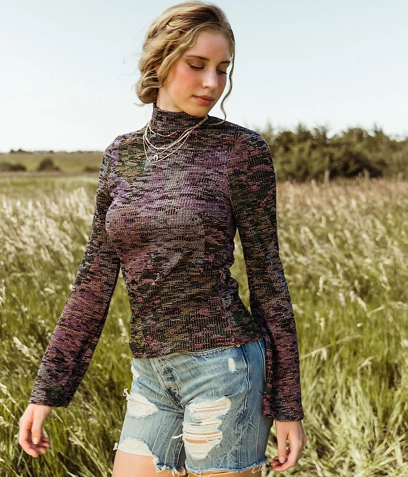 Printed Mock Neck Top
