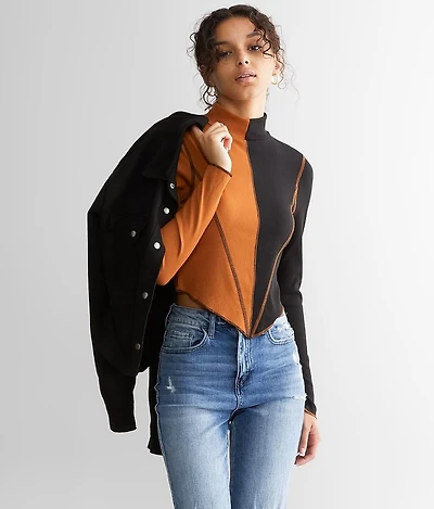 Ribbed Color Block Top