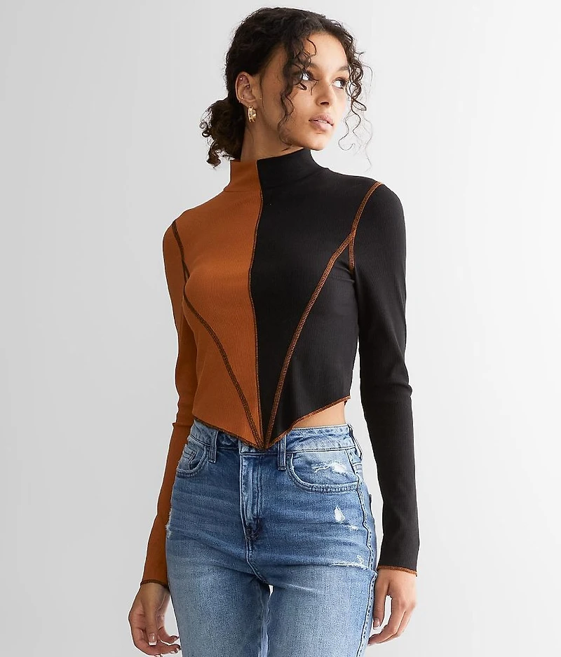Ribbed Color Block Top