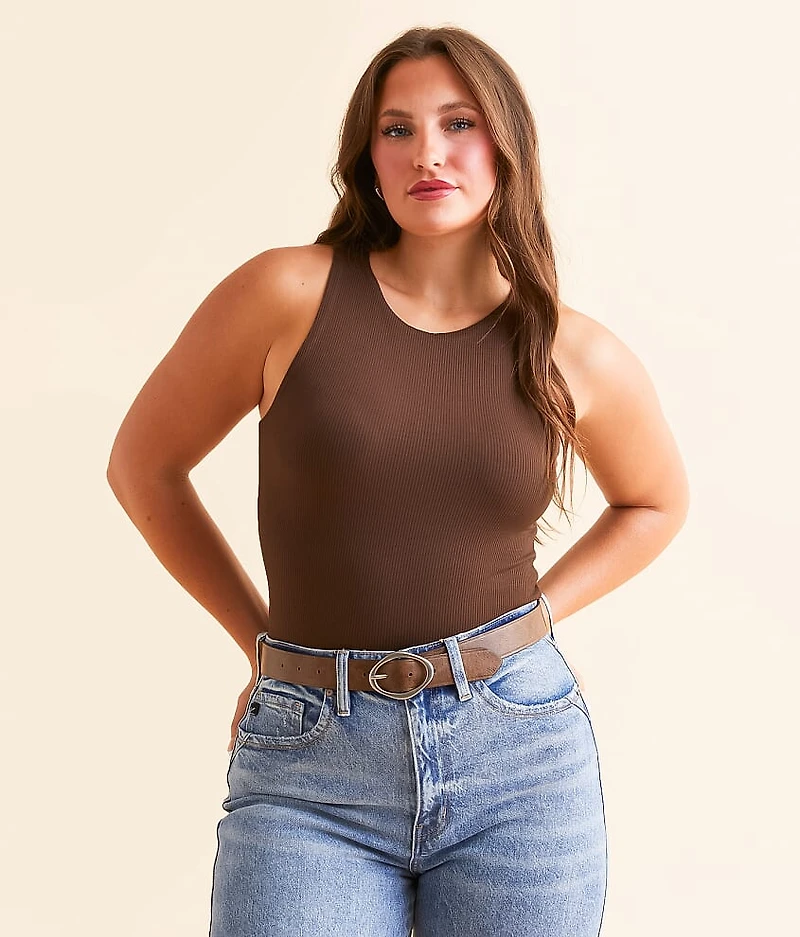 Shaping & Smoothing High Neck Ribbed Tank Top