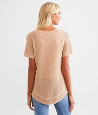 Waffle V-Neck Top