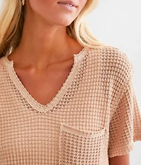 Waffle V-Neck Top