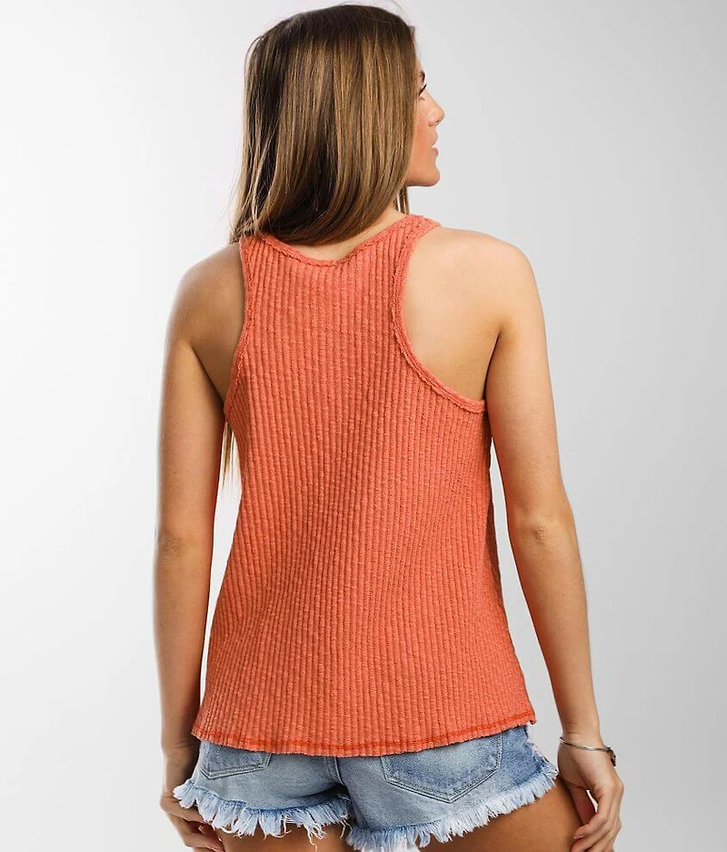 Ribbed High Neck Tank Top