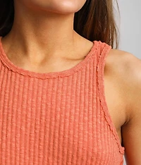 Ribbed High Neck Tank Top