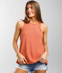 Ribbed High Neck Tank Top