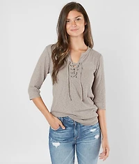 Ribbed Lace-Up Top