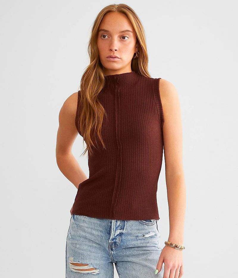 Textured High Neck Tank Top
