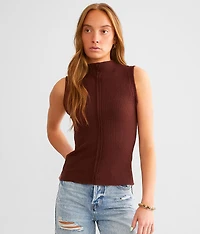 Textured High Neck Tank Top