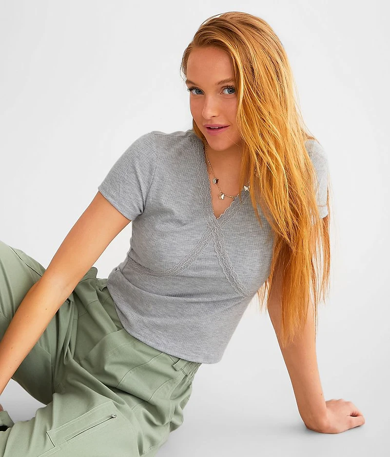 Lace Trim Cropped Top