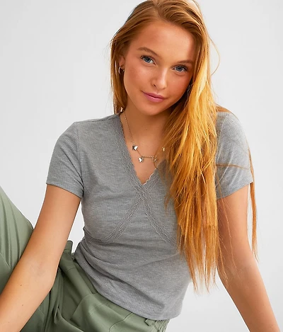 Lace Trim Cropped Top