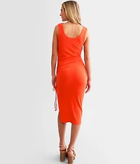 Fitted Cinch Tie Midi Dress
