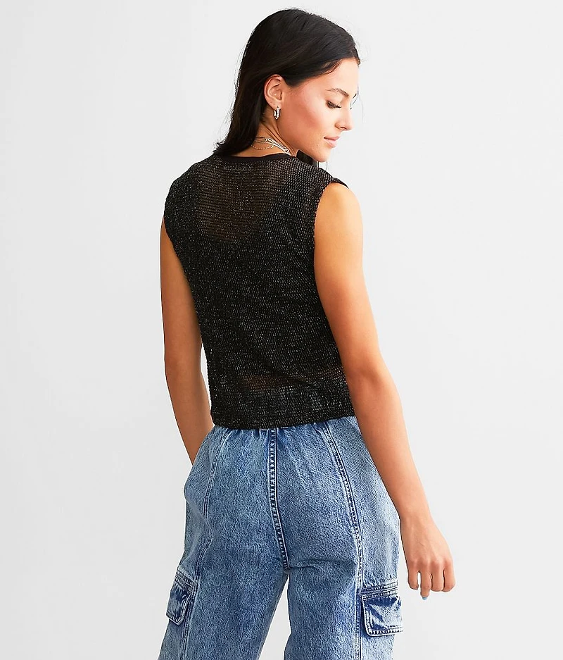 Sheer Metallic Netted Tank Top