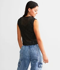 Sheer Metallic Netted Tank Top