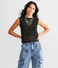 Sheer Metallic Netted Tank Top