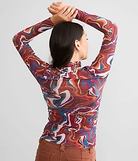Marble Print Mesh Top