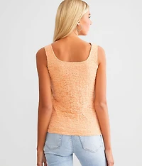 Brushed Floral Lace Tank Top