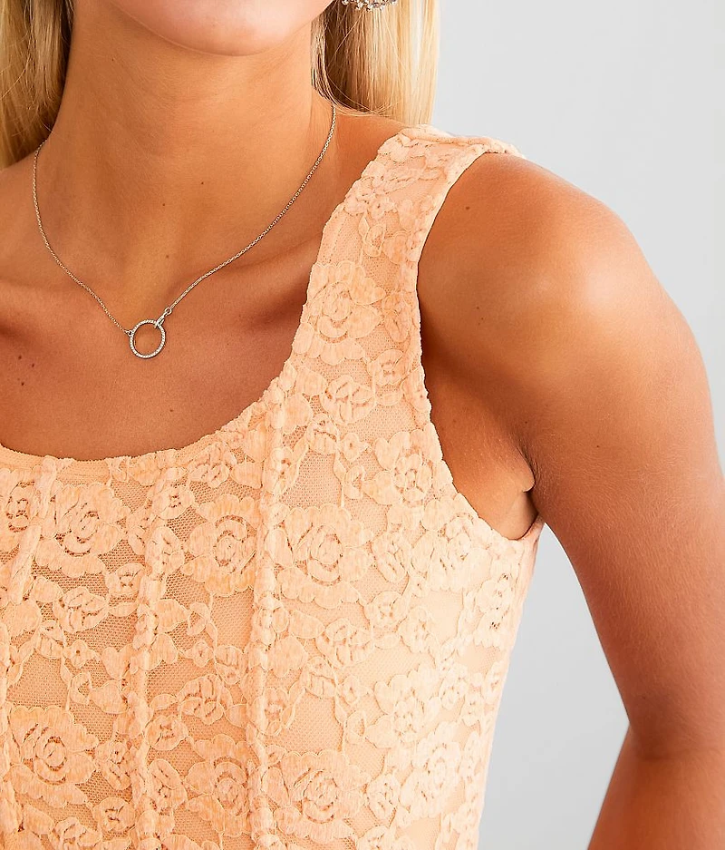 Brushed Floral Lace Tank Top