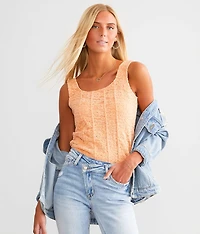 Brushed Floral Lace Tank Top